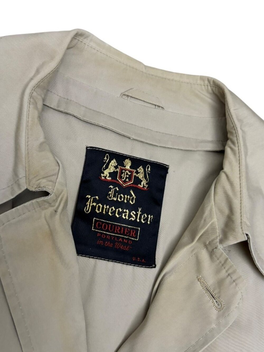 LORD FOECASTER Vintage Trench Coat Water Resistant Business Jacket Mens 2XL - Picture 2 of 6